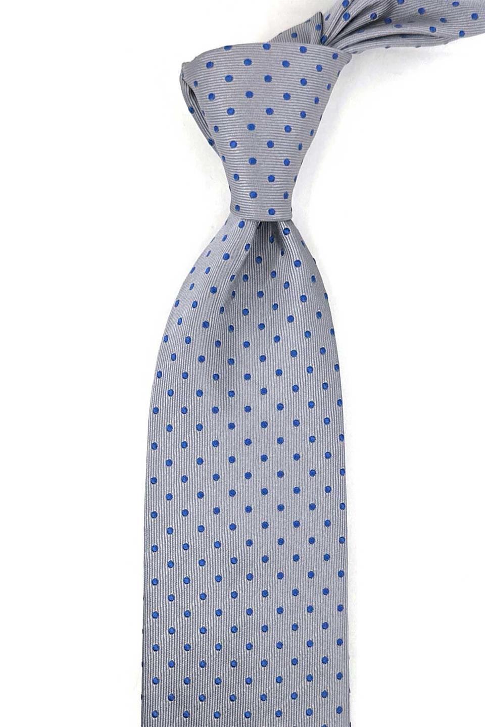 Stanford Style Gri Puantiye Desen İtalyan İpek Kravat İK1984
