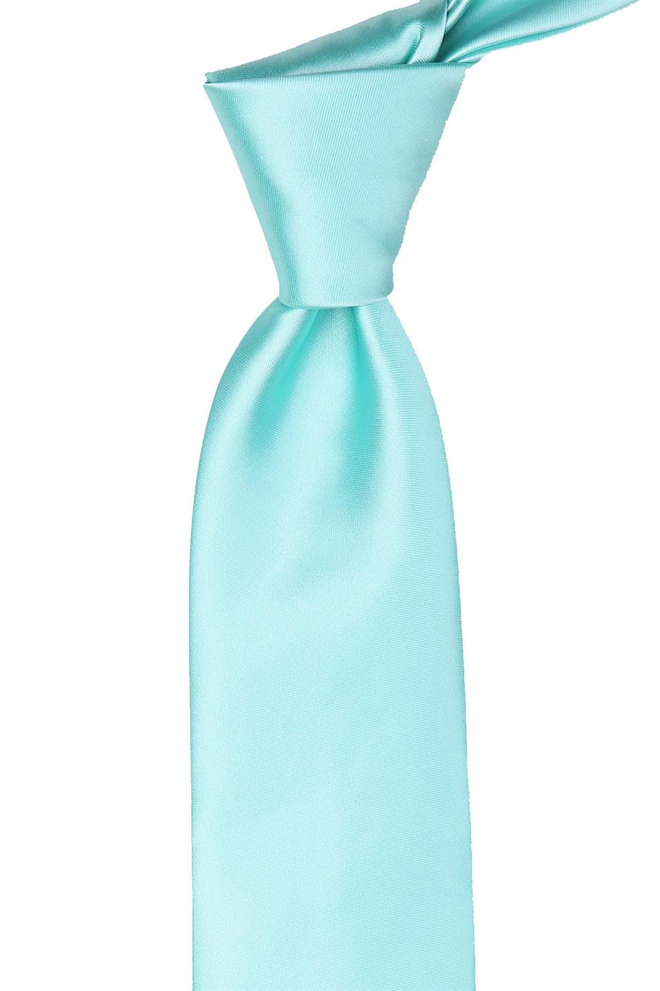 Su Yeşili Mendilli Düz Saten Kravat KK1141