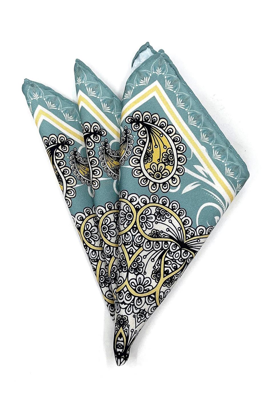 Su Yeşili Motif Desen Erkek Cep Mendili SPS550-50