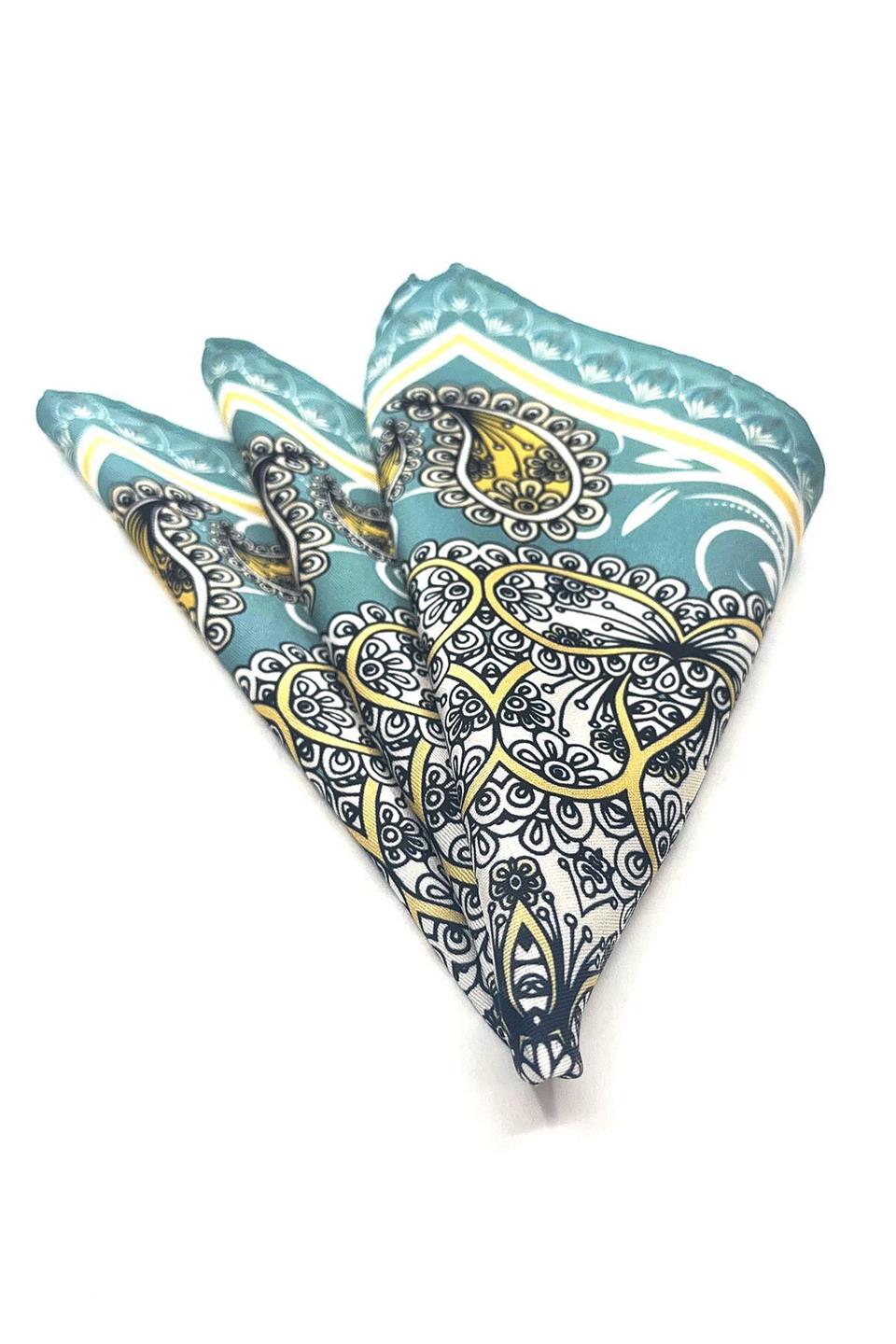 Su Yeşili Motif Desen Erkek Cep Mendili SPS550-50
