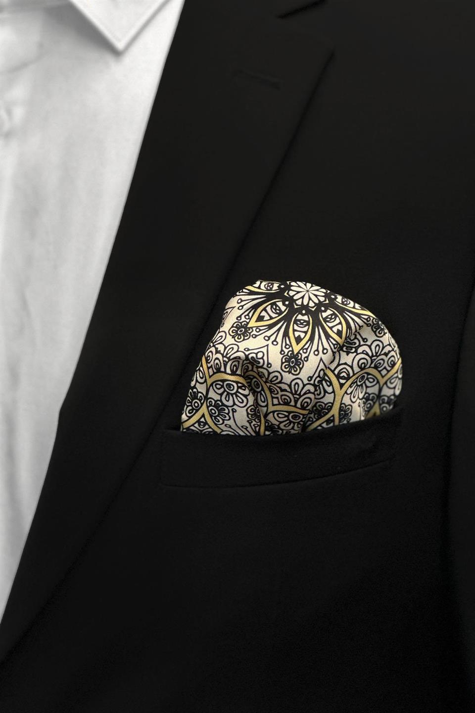 Su Yeşili Motif Desen Erkek Cep Mendili SPS550-50