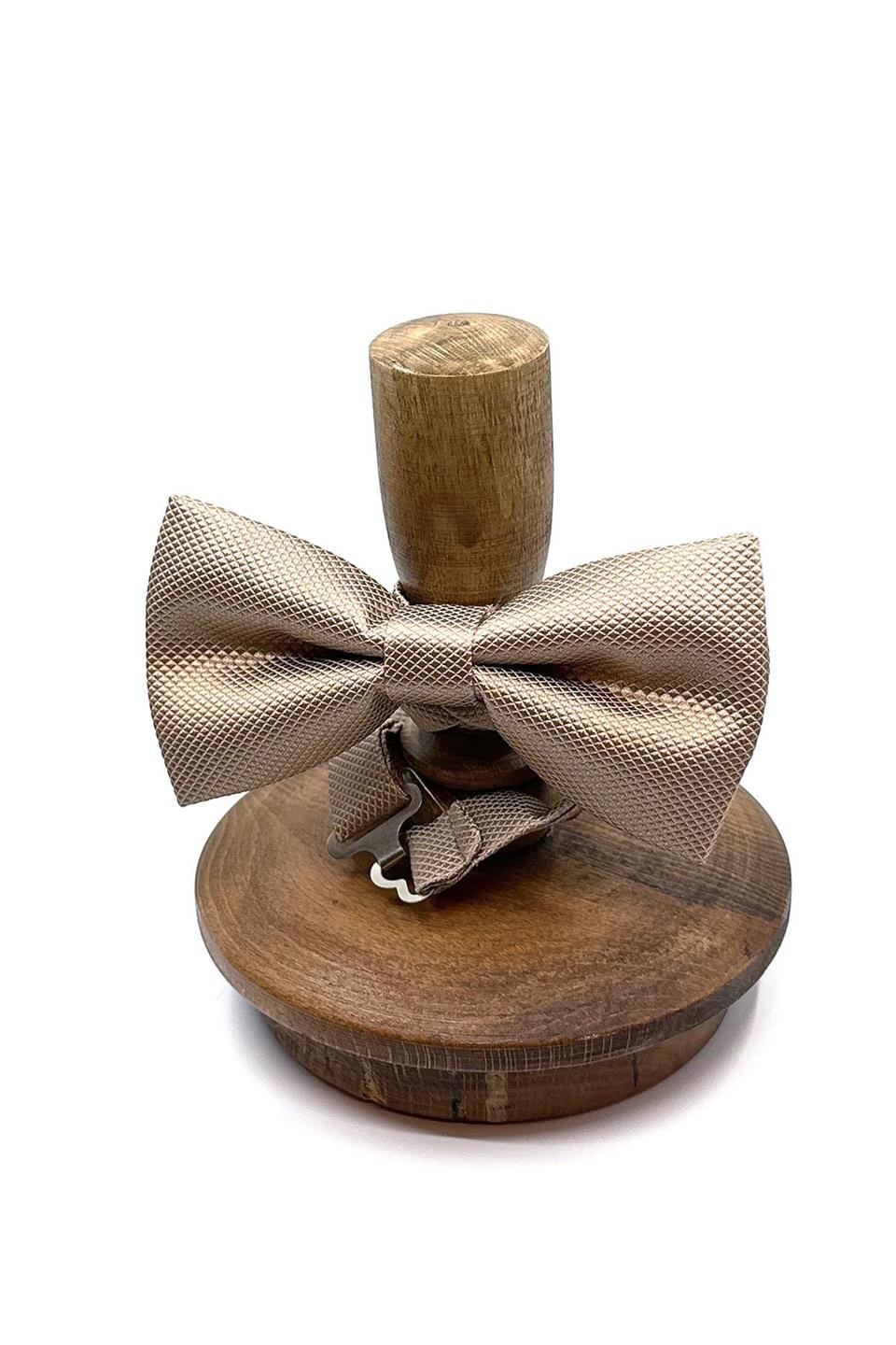 Sütlü Kahve Kendinden Desenli Papyon P491