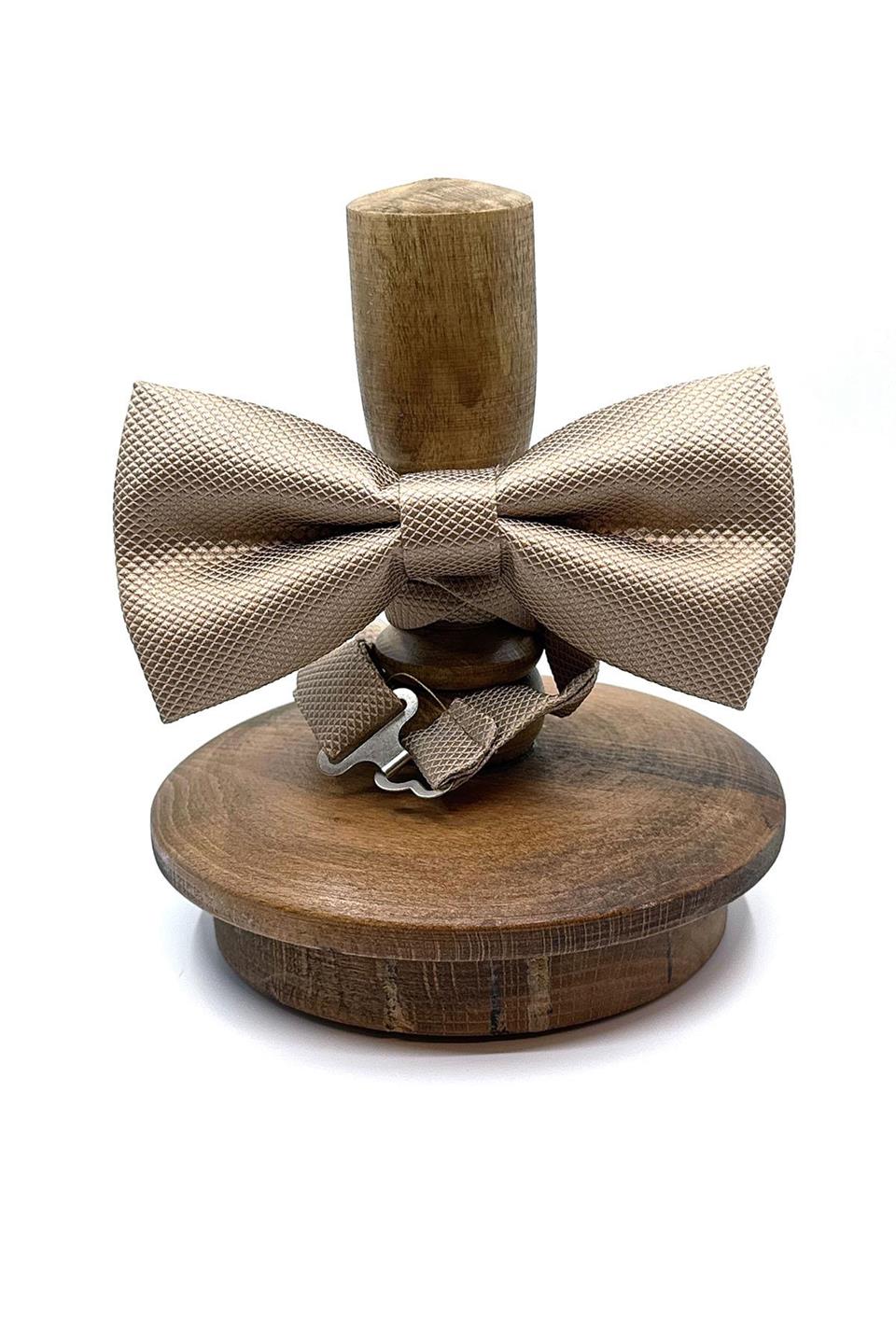 Sütlü Kahve Kendinden Desenli Papyon P491