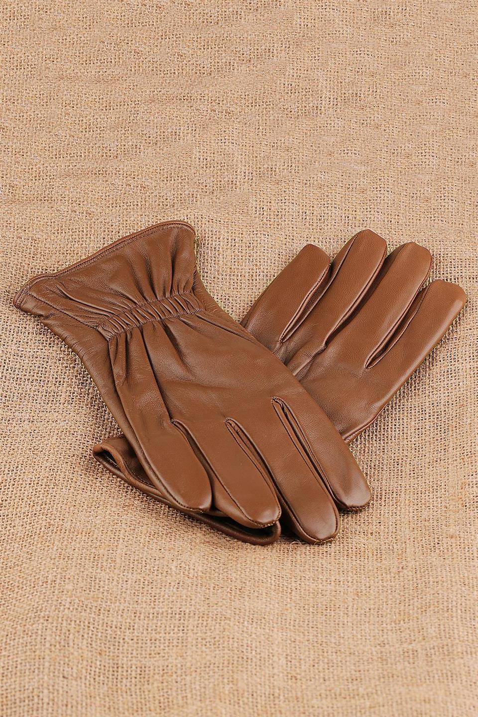 Taba Düz Deri Erkek Eldiven EL27