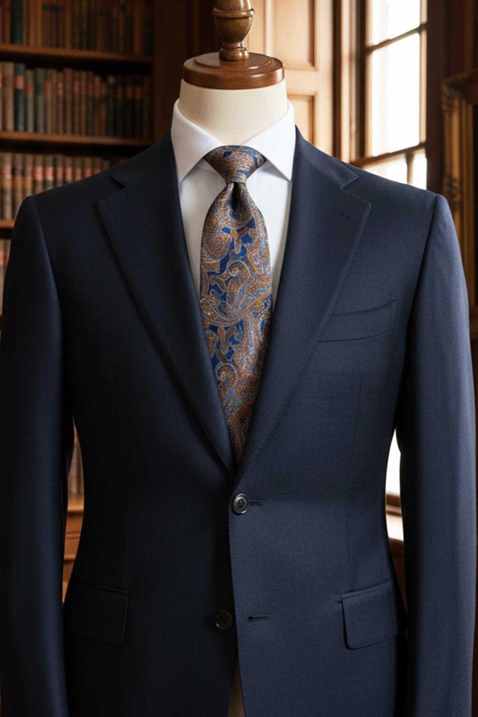 Tamaro Style Mavi Şal Desen İtalyan İpek Kravat İK2239