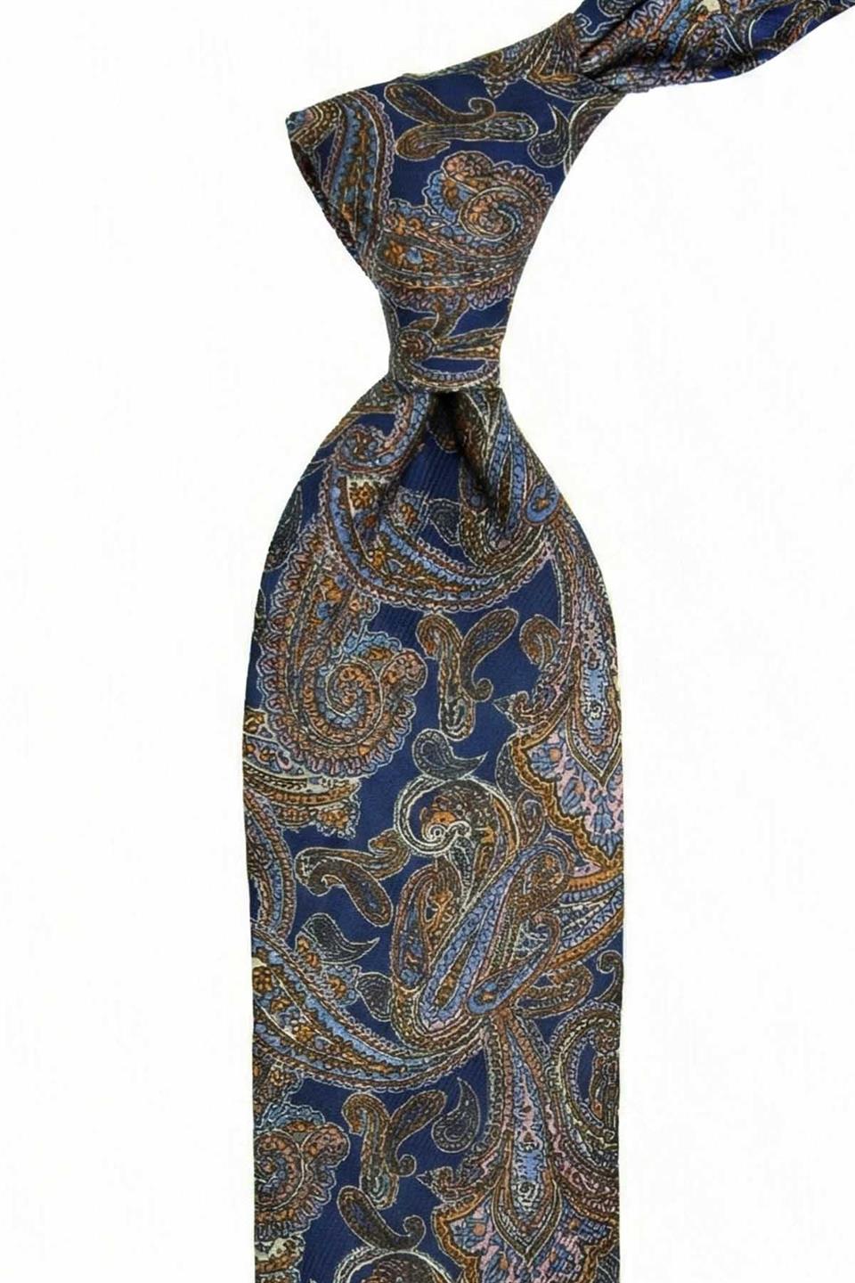 Tamaro Style Mavi Şal Desen İtalyan İpek Kravat İK2239