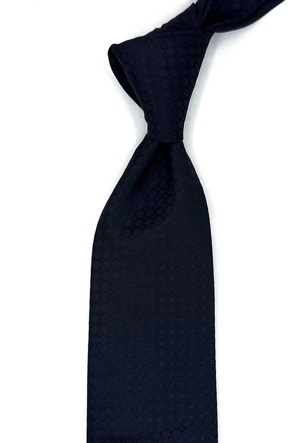 Tatone Style Siyah Nokta Desen İtalyan İpek Kravat İK1885