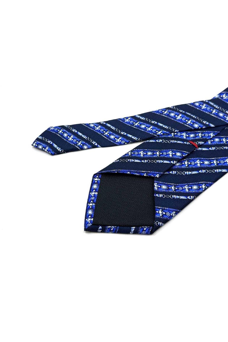 Tavolada Style Lacivert Çizgi Desen İtalyan İpek Kravat İK2255
