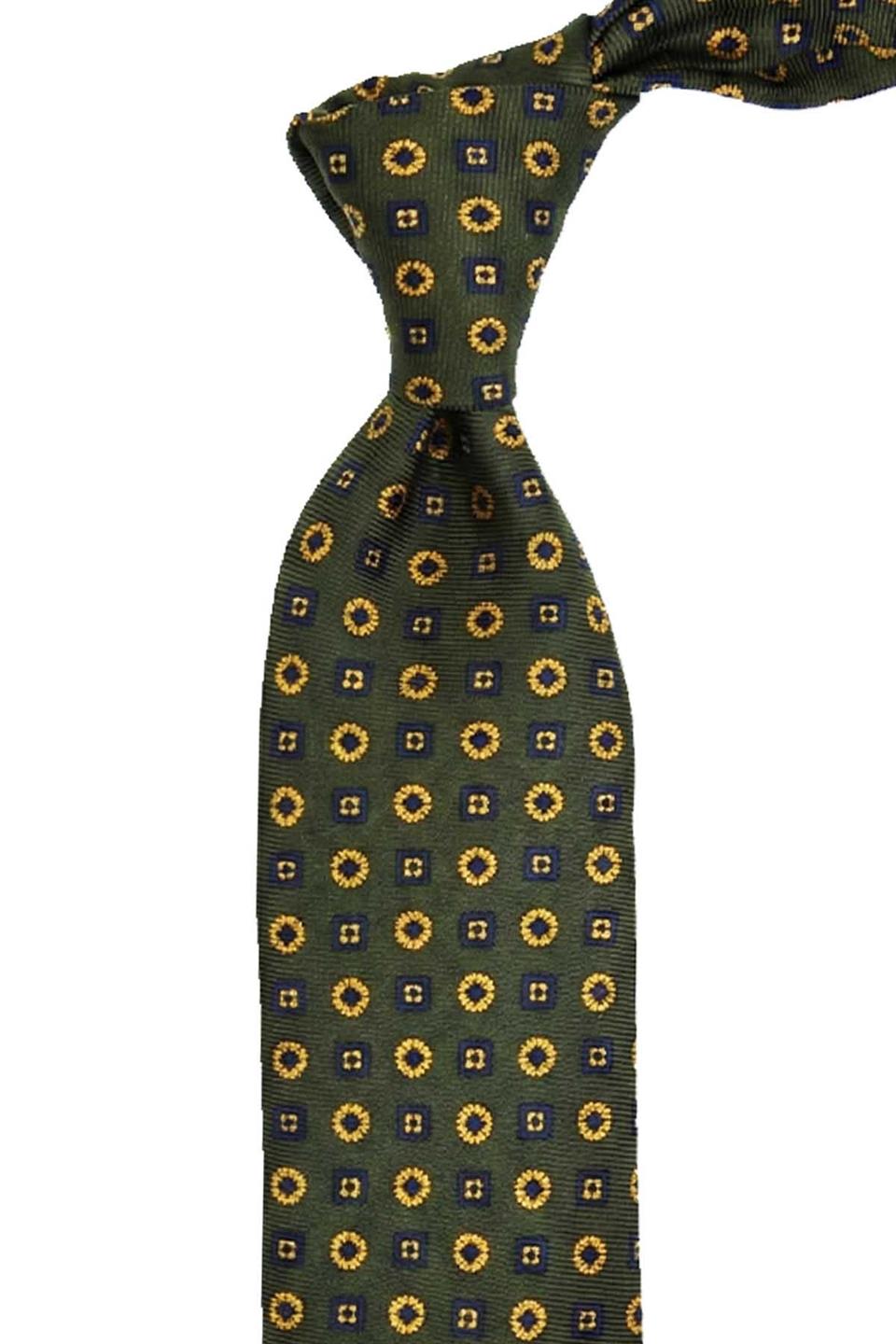 Teglio Style Haki Şal Desen İtalyan İpek Kravat İK2219