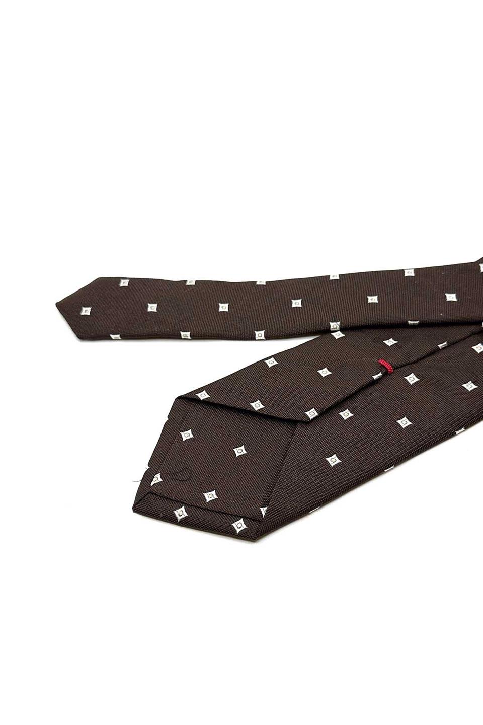 Tissimo Style Kahverengi Küçük Desen İtalyan İpek Kravat İK1712