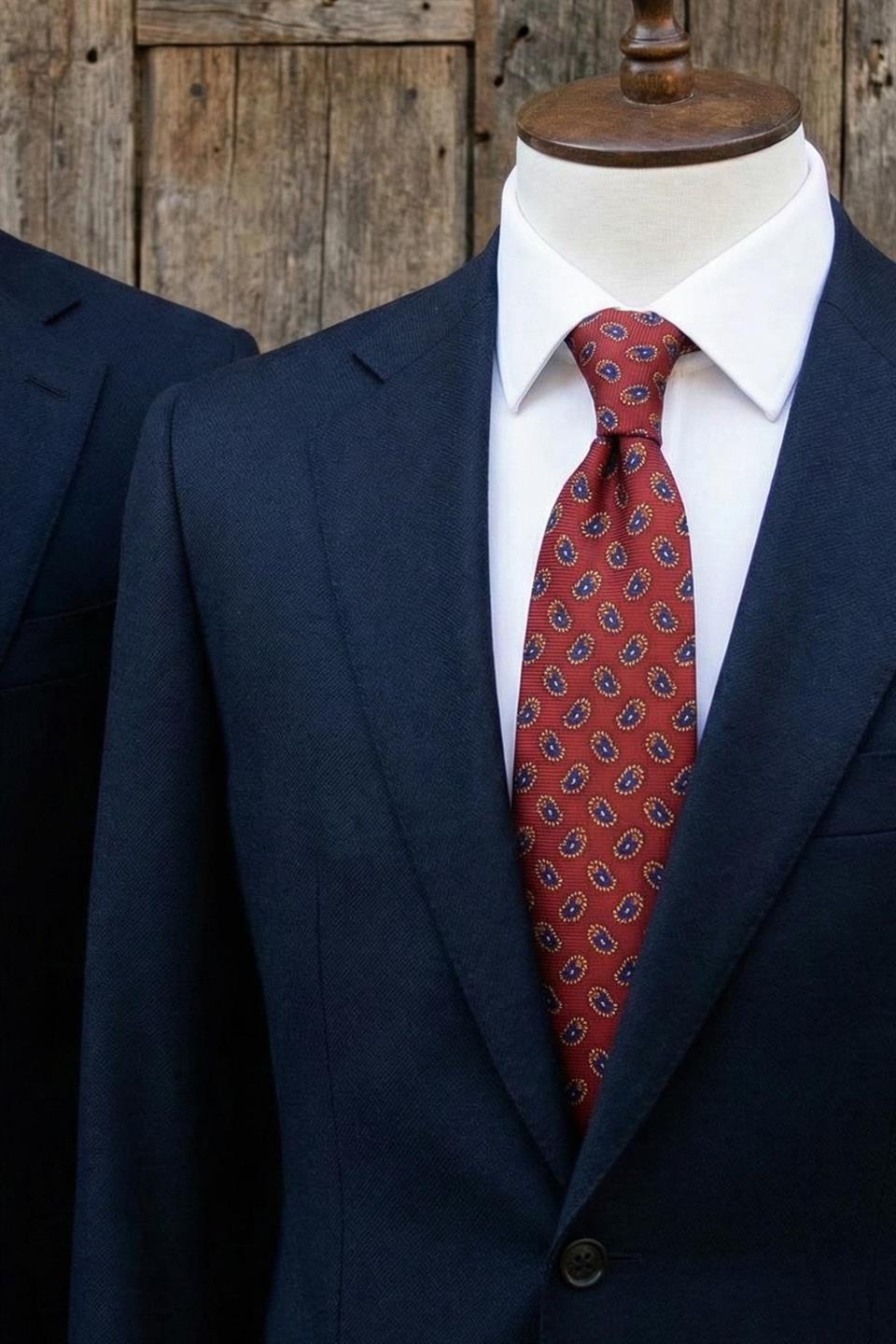 Tresa Style Bordo Şal Desen İtalyan İpek Kravat İK2218