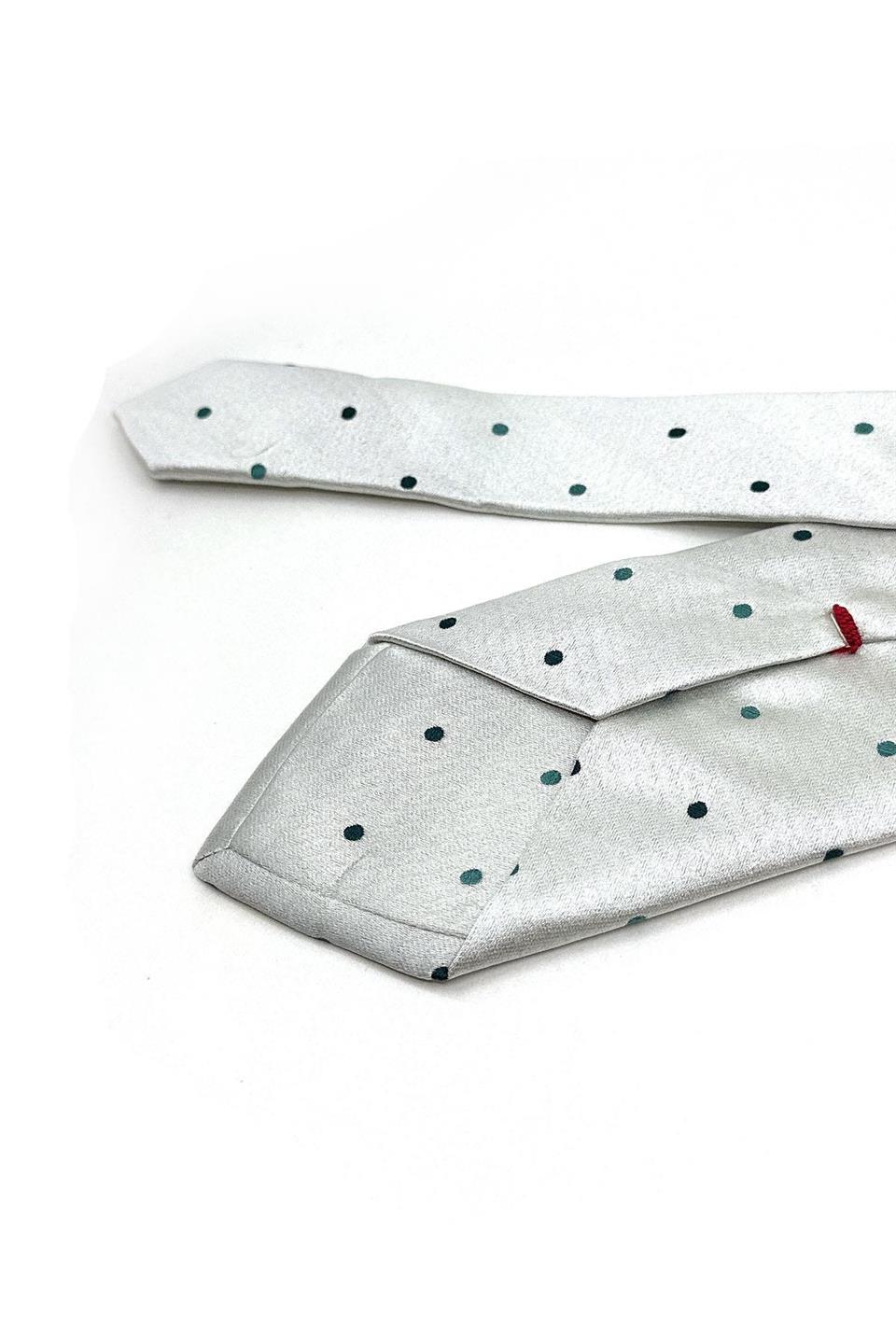 Turcata Style Gri Puantiye Desen İtalyan İpek Kravat İK1415