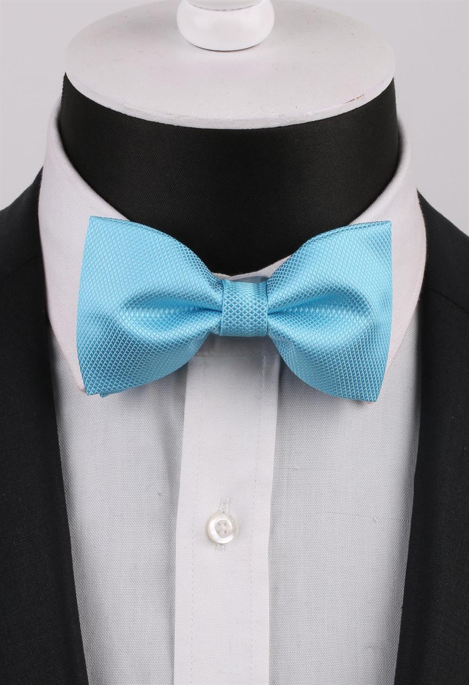 Turkuaz Kendinden Desenli Papyon P477