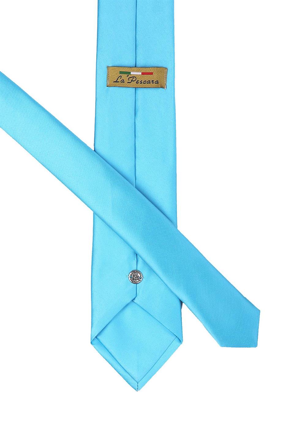 Turkuaz Mendilli Düz Saten Kravat KK1129