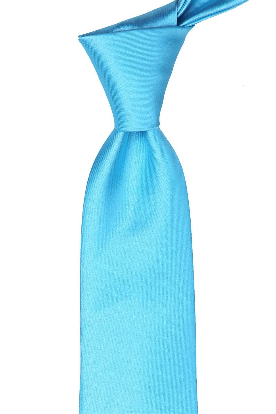 Turkuaz Mendilli Düz Saten Kravat KK1129