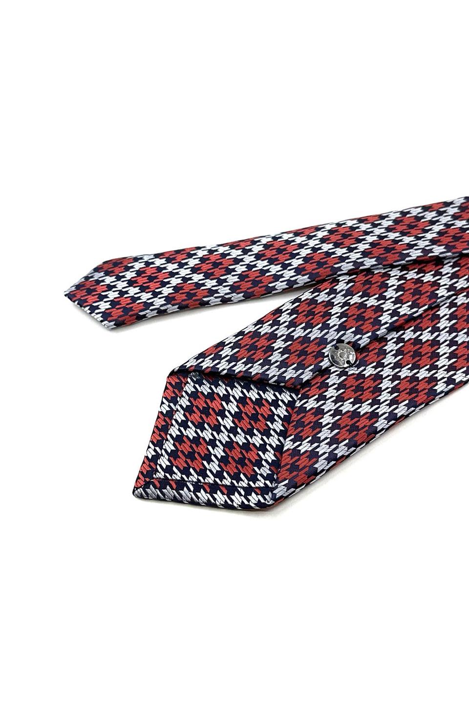 Turuncu - Beyaz Motif Desen Mendilli Klasik Kravat KK12029