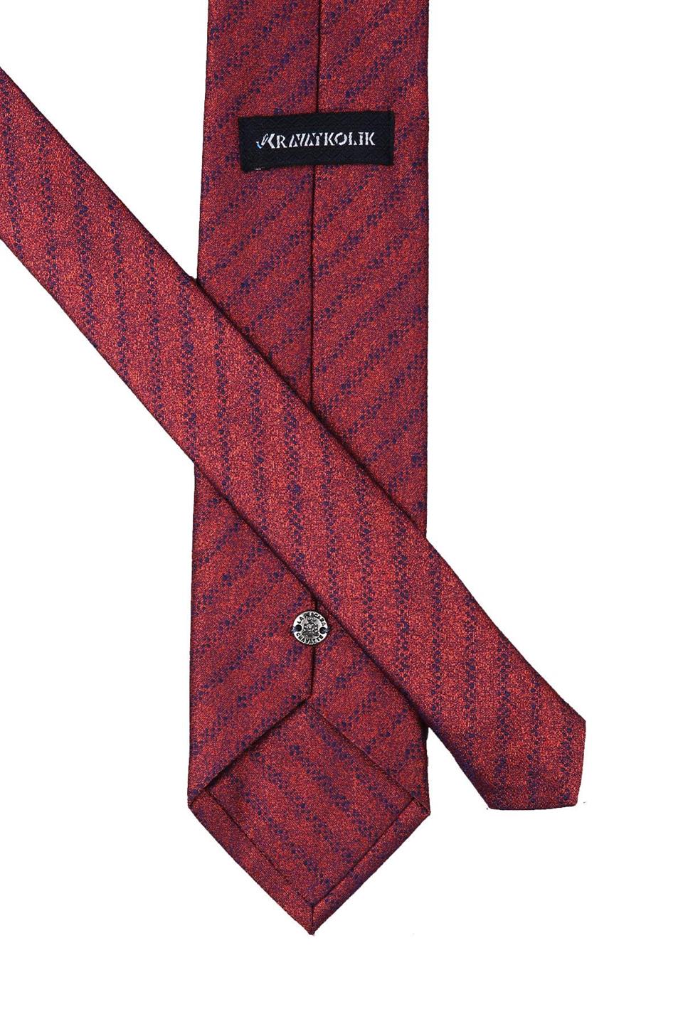 Turuncu Çizgi Desen Mendilli Klasik Kravat KK10349