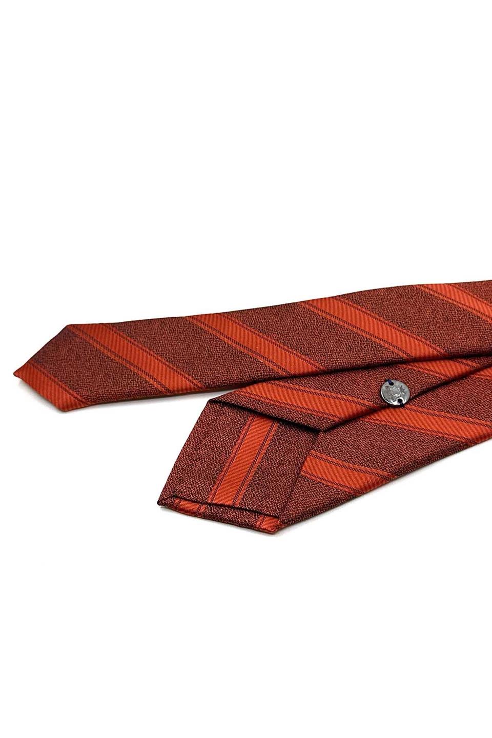 Turuncu Çizgi Desen Slim Kravat SK8024