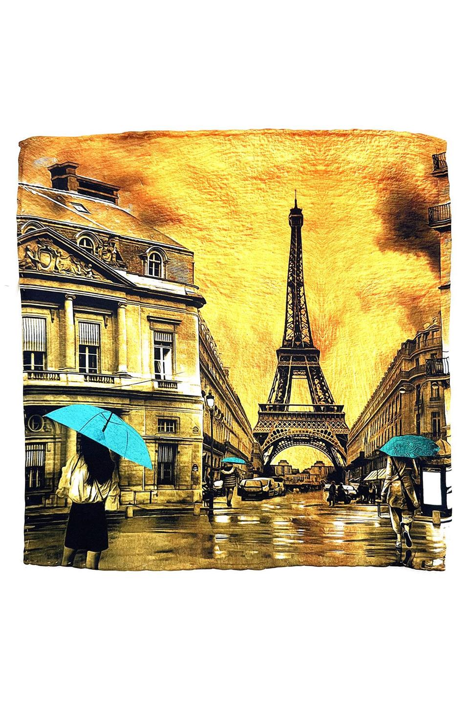 Turuncu Eiffel Tower Motifli Erkek Cep Mendili SPS530-7