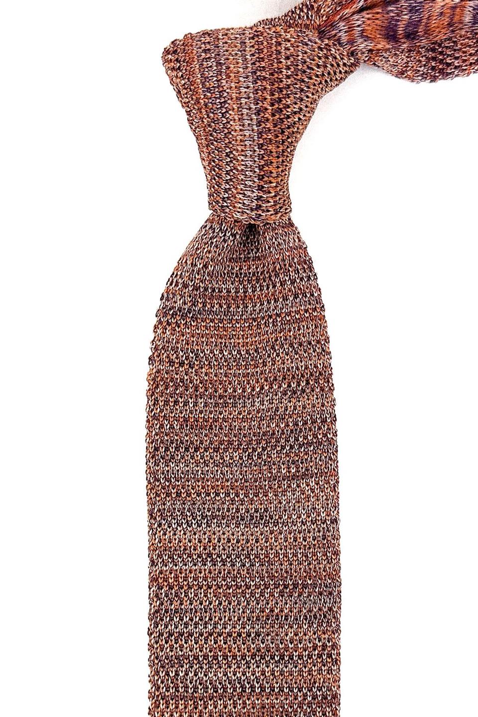 Turuncu Kırçıllı Örgü Kravat ÖR8363