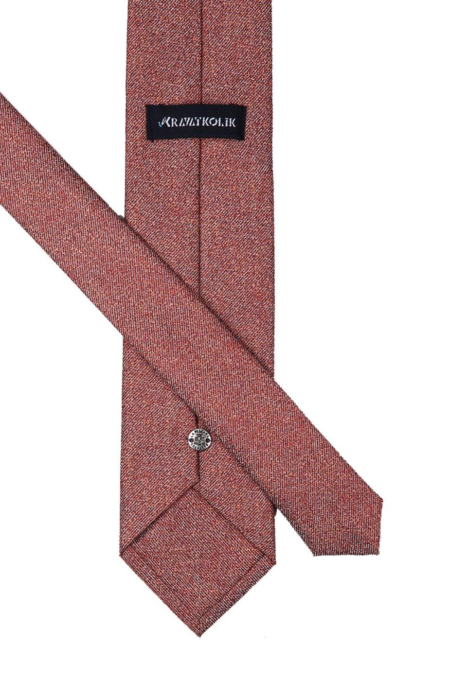 Turuncu Kum Desen Mendilli Klasik Kravat KK10510