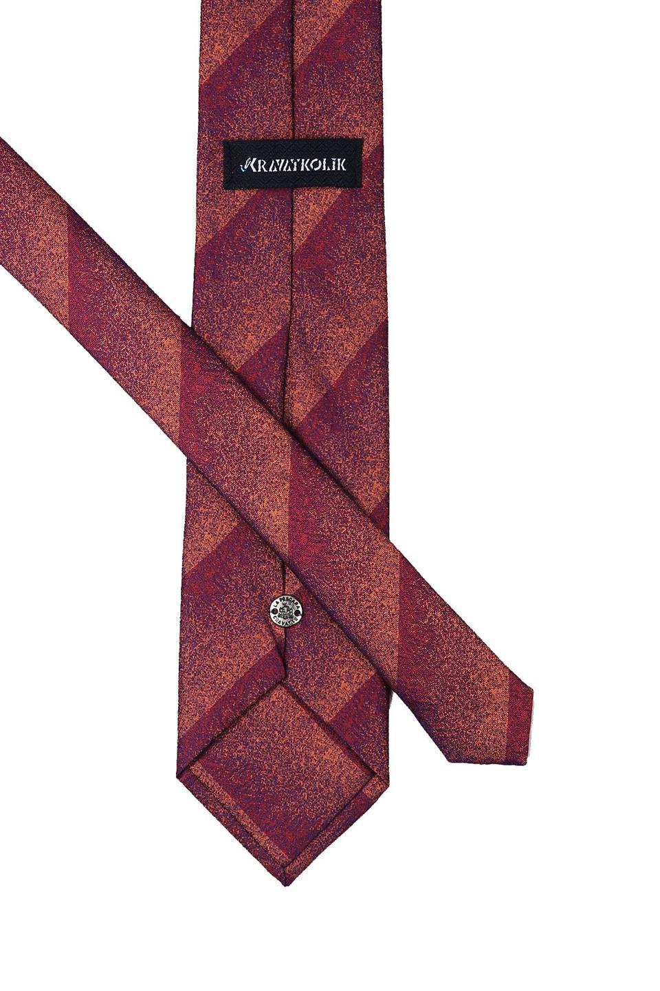 Turuncu Kum Desen Mendilli Klasik Kravat KK10009