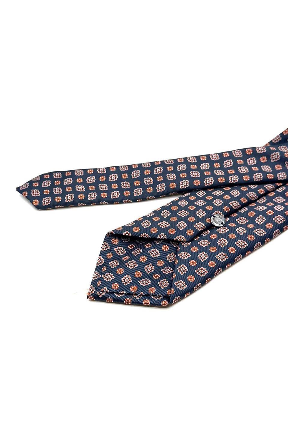 Turuncu - Laci Motif Desen Mendilli Klasik Kravat KK12984