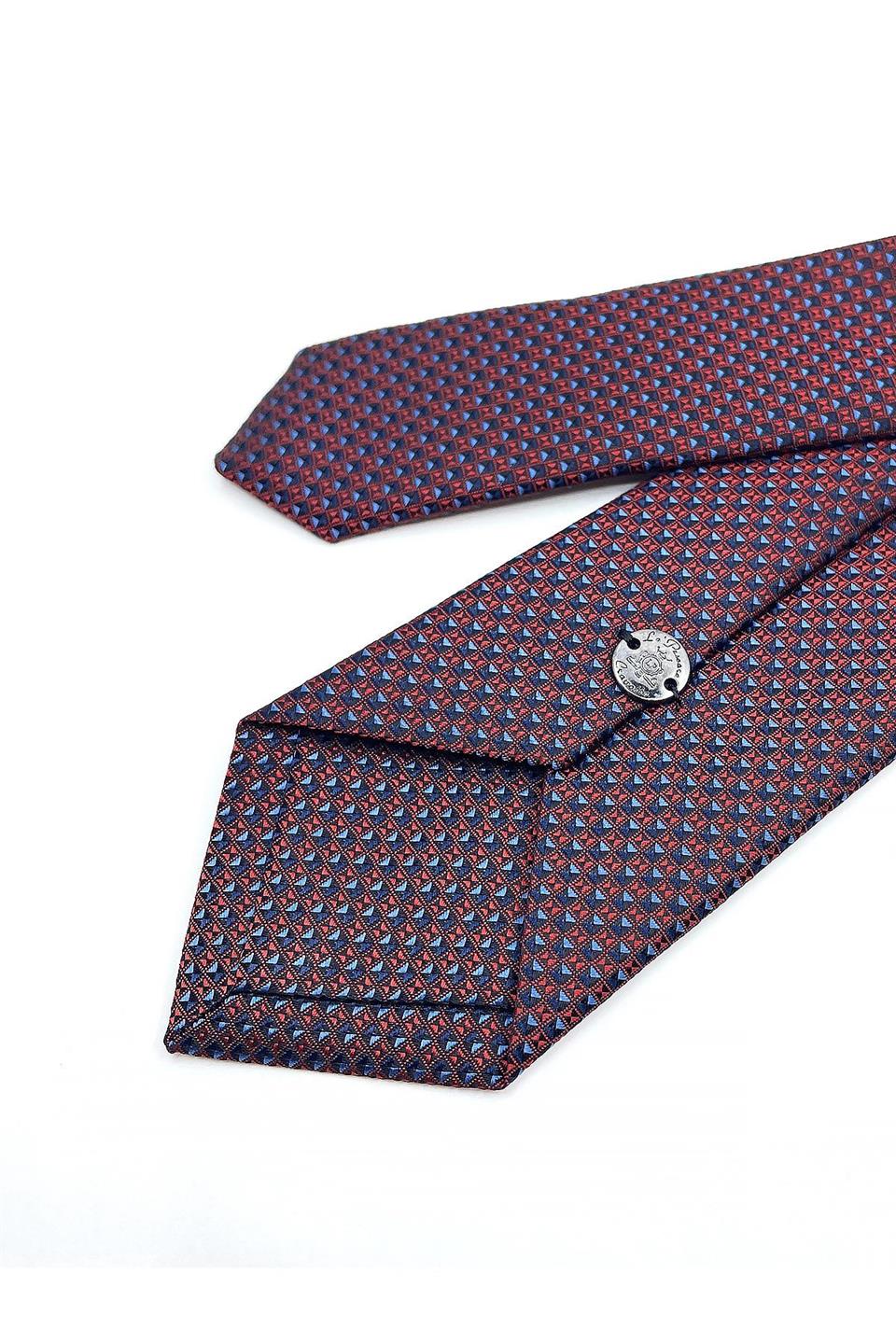 Turuncu - Lacivert Nokta Desen İnce Kravat SK7611