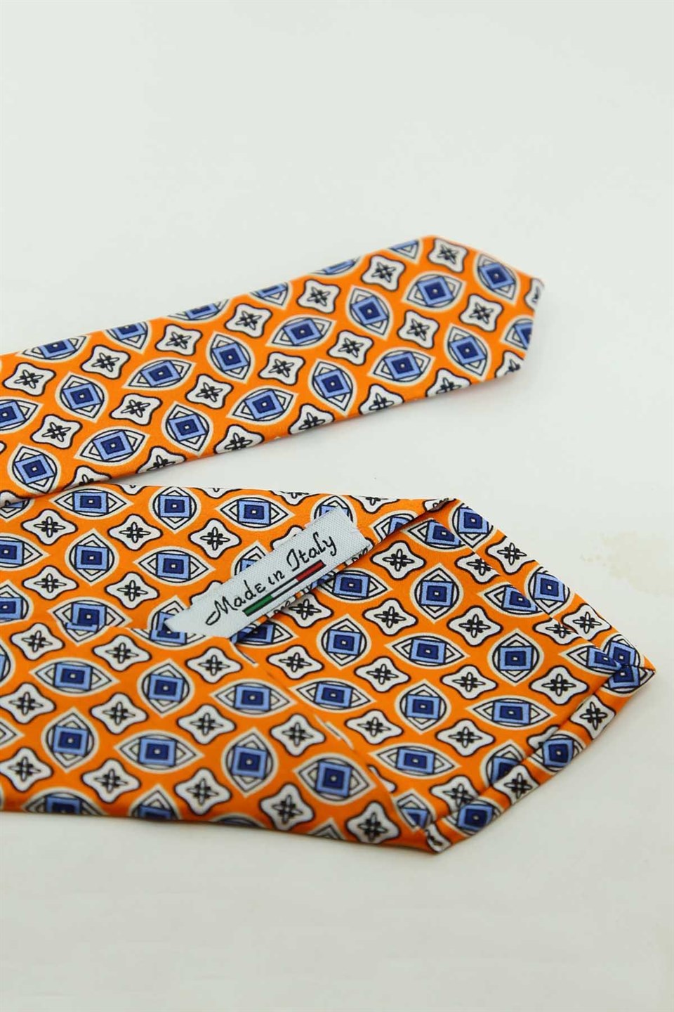 Turuncu Motif Desen İtalyan İpek Kravat İK2542