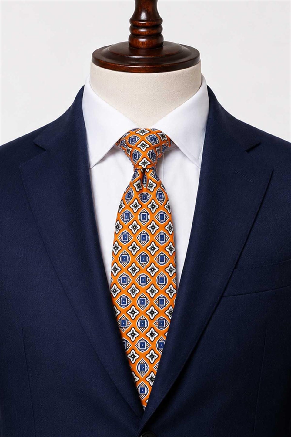 Turuncu Motif Desen İtalyan İpek Kravat İK2542