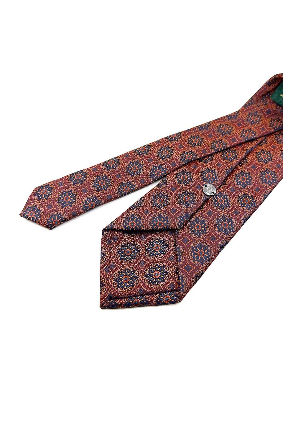 Turuncu Motif Desen Mendilli Klasik Kravat KK12676