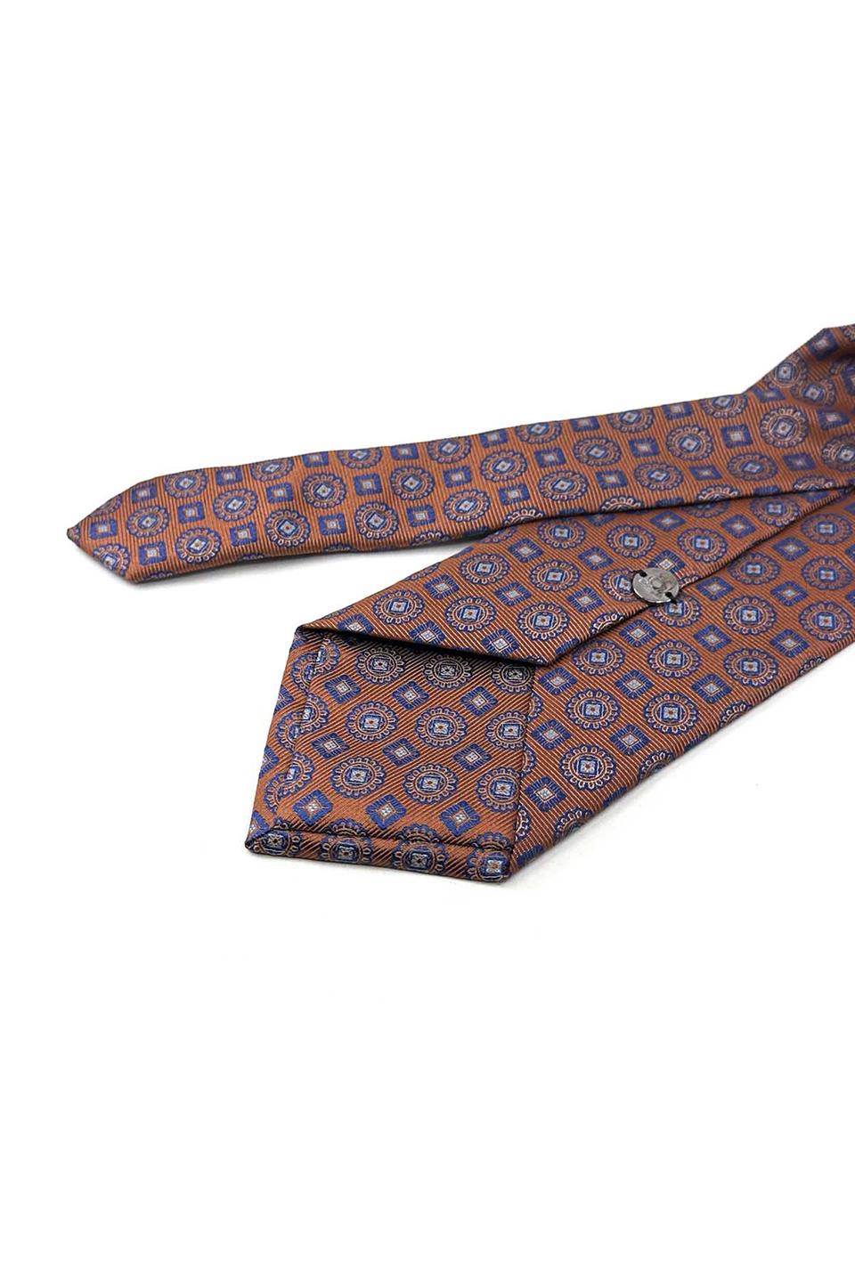 Turuncu Motif Desen Mendilli Klasik Kravat KK13060