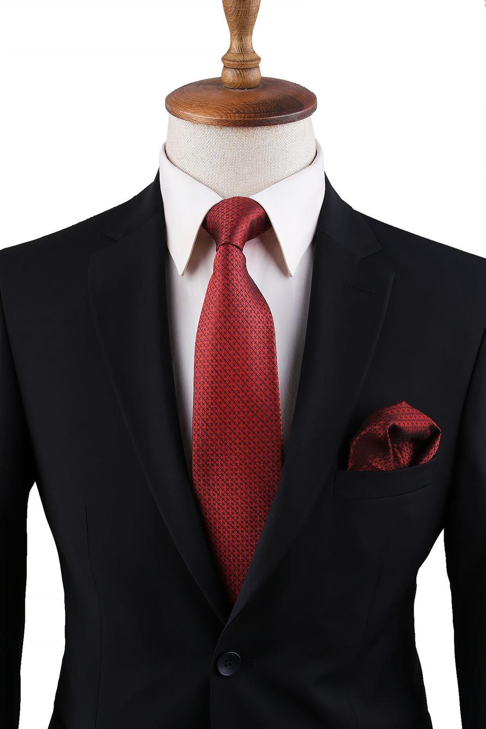 Turuncu Nokta Desen Mendilli Klasik Kravat KK10808