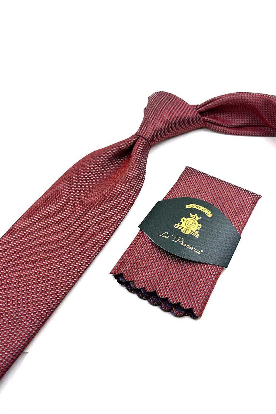 Turuncu Nokta Desen Mendilli Klasik Kravat KK12535