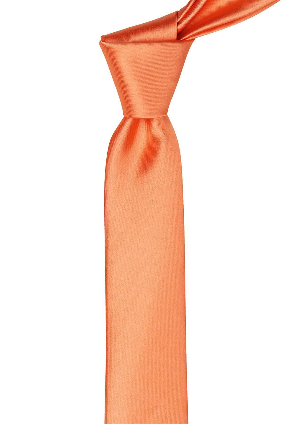 Turuncu Saten Düz Çok İnce Kravat UST14