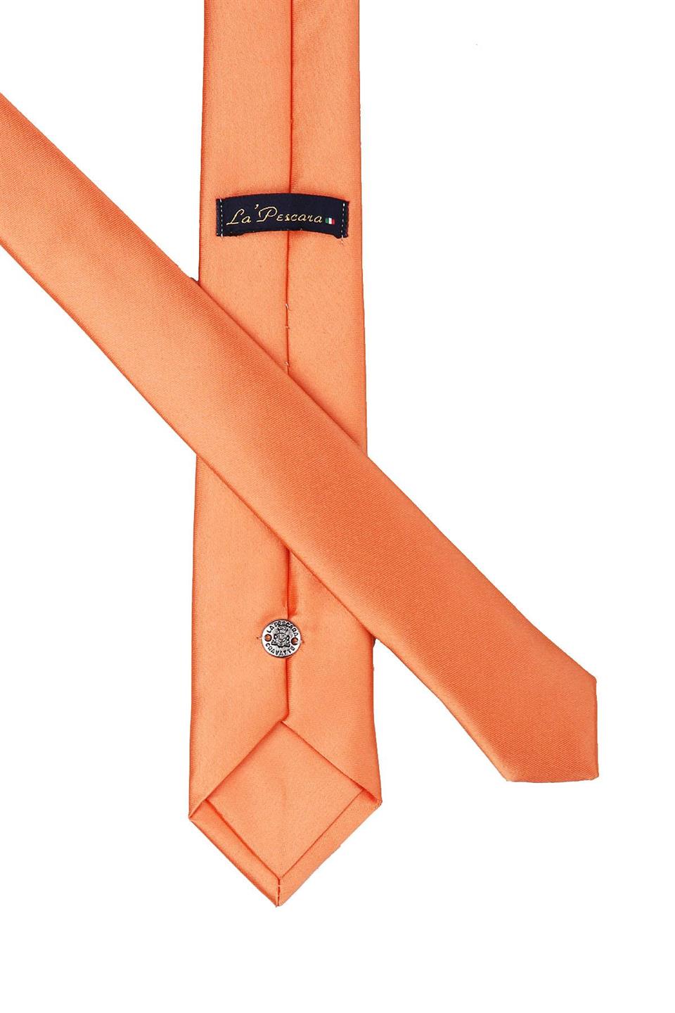 Turuncu Saten Düz Çok İnce Kravat UST14