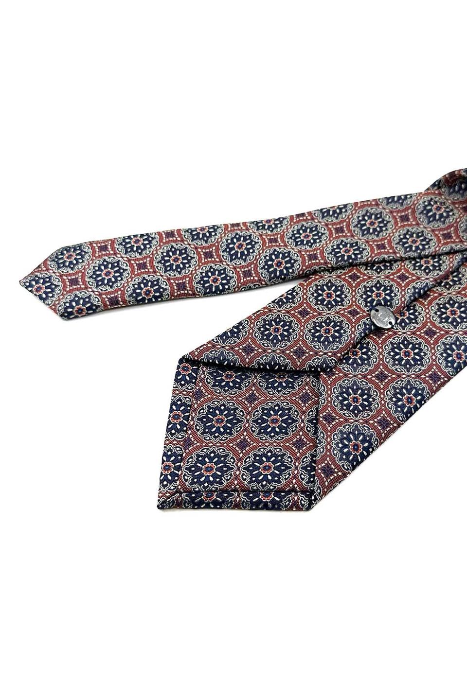 Turuncu - Siyah Motif Desen Mendilli Klasik Kravat KK12678