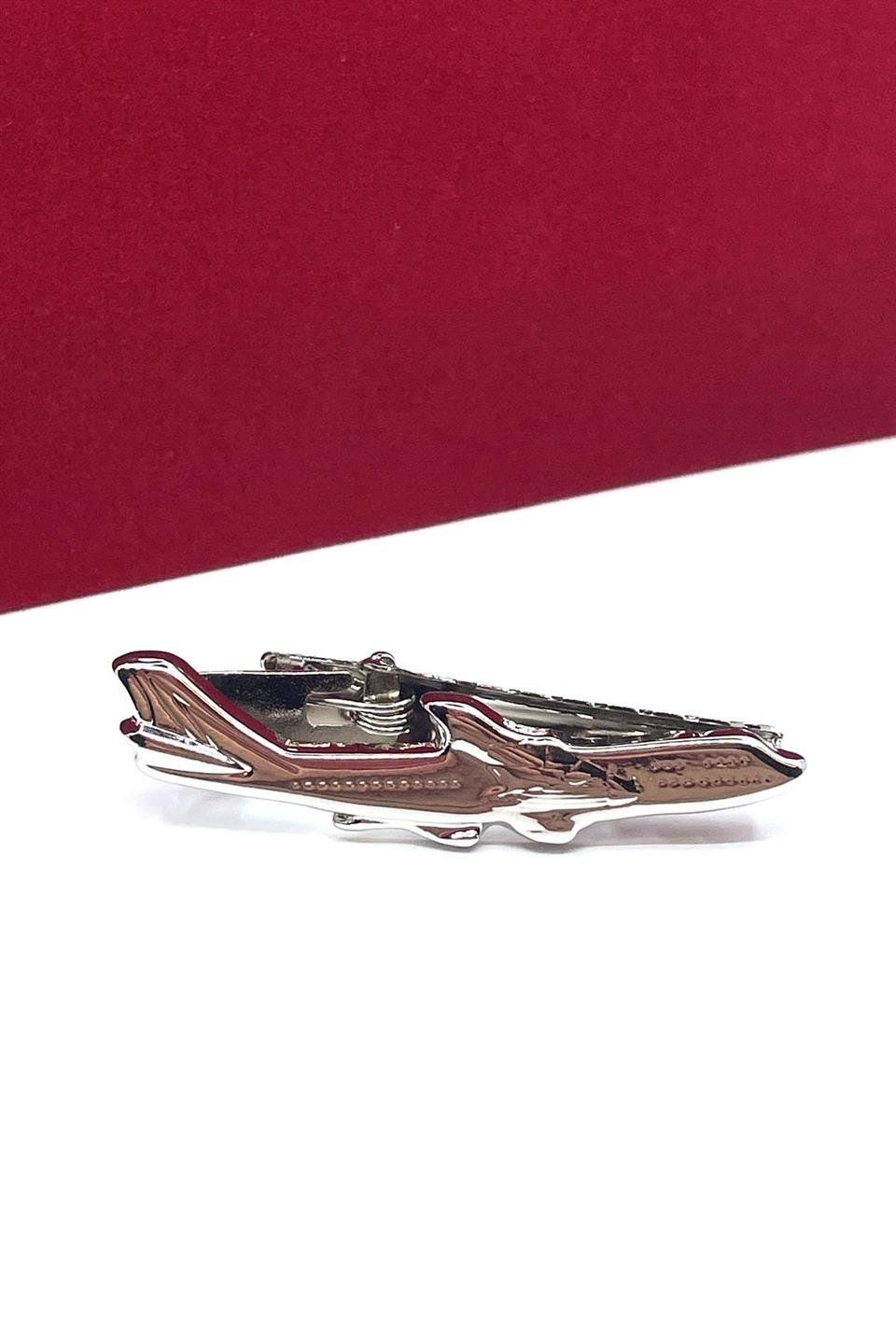 Uçak Gümüş Renk Kravat İğnesi KIY85