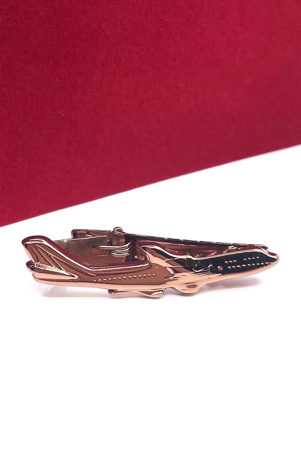 Uçak Motif Bronz Renk Kravat İğnesi KIY715