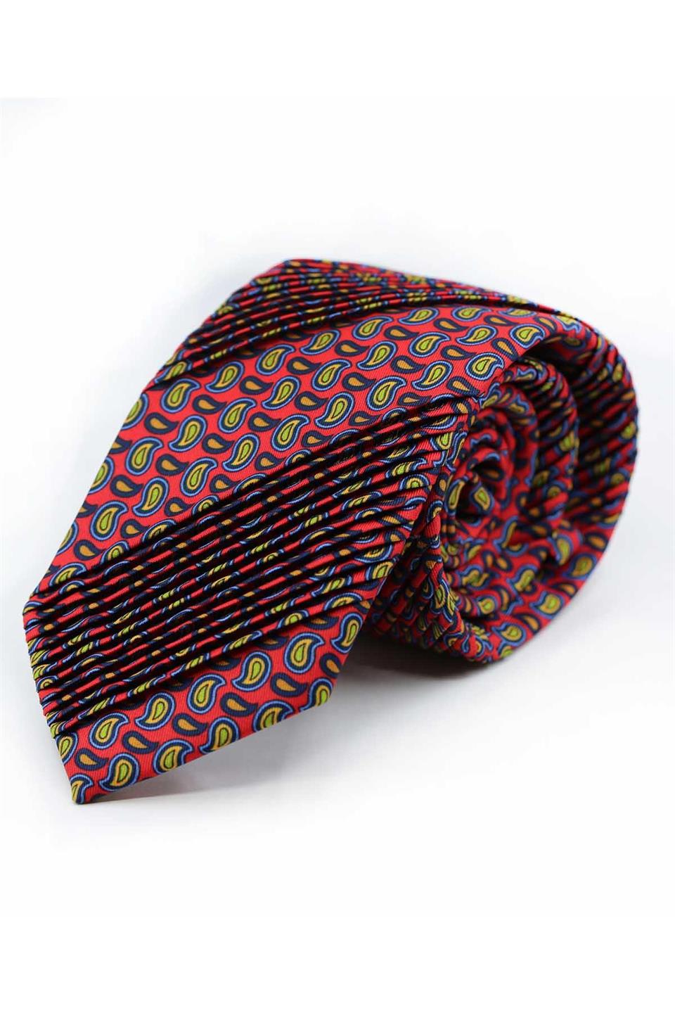 Valdoria Style Kırmızı Şal Desen Piliseli Kravat CRK97