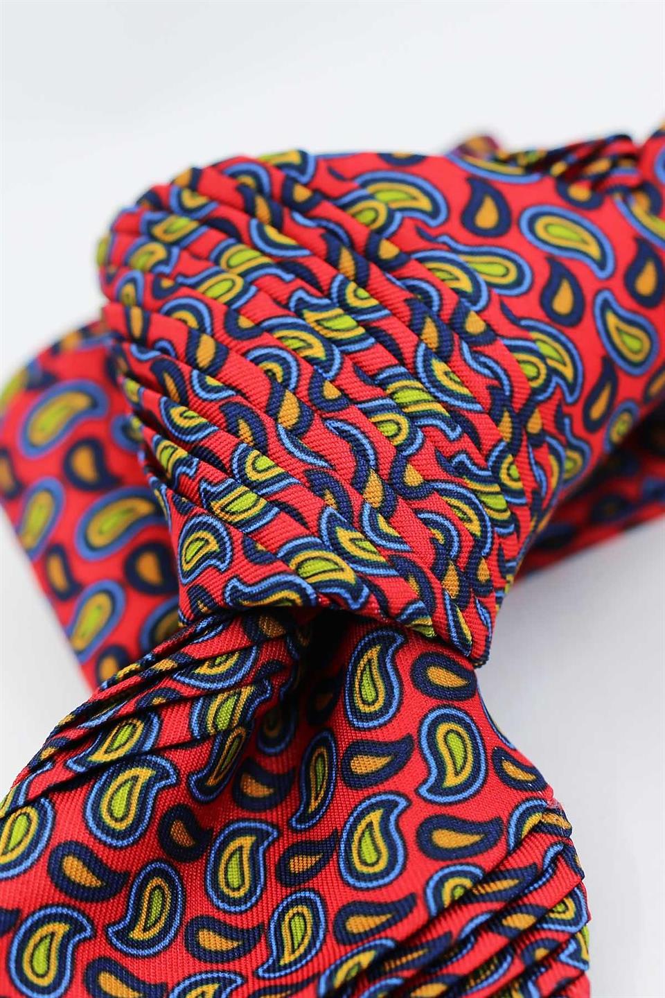 Valdoria Style Kırmızı Şal Desen Piliseli Kravat CRK97