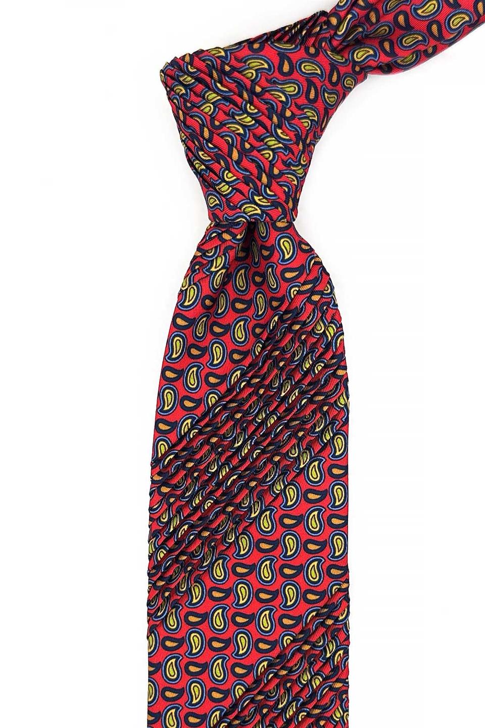 Valdoria Style Kırmızı Şal Desen Piliseli Kravat CRK97