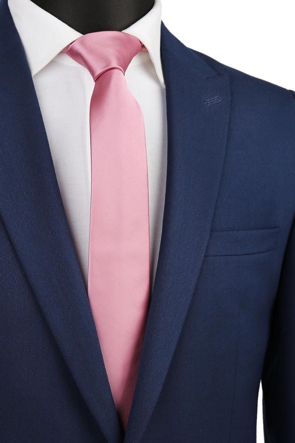 Valentine Pembe Düz Slim Saten Kravat SK4504