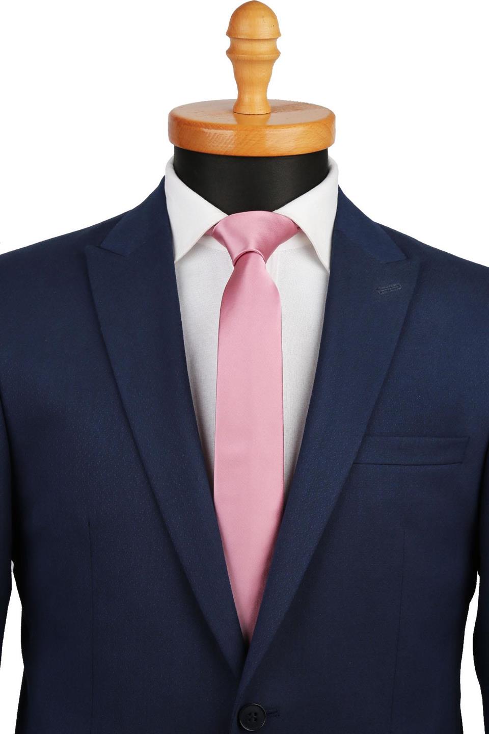 Valentine Pembe Düz Slim Saten Kravat SK4504