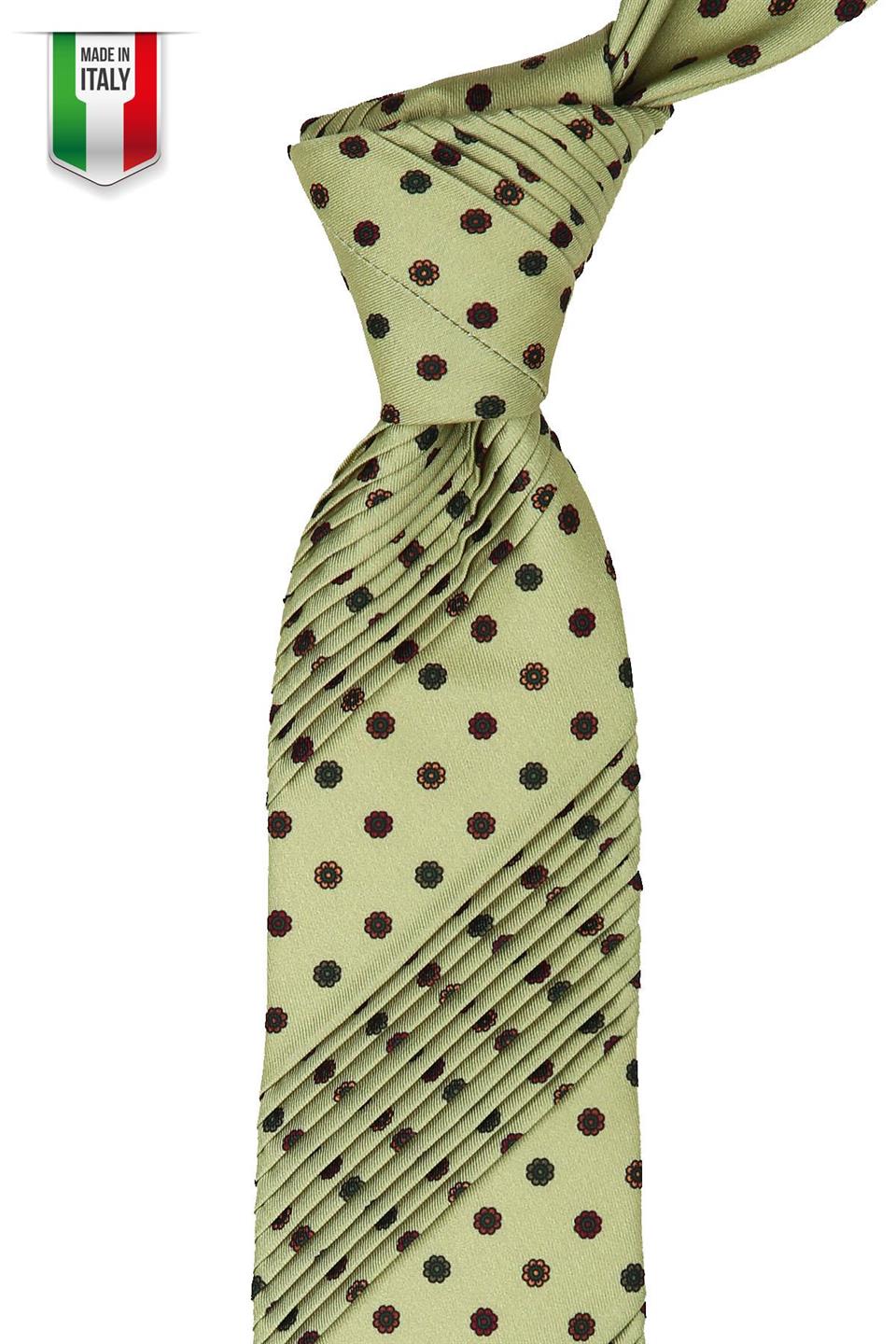 Valeures Style Yeşil Motif Desen İtalyan  Piliseli Kravat CRK30