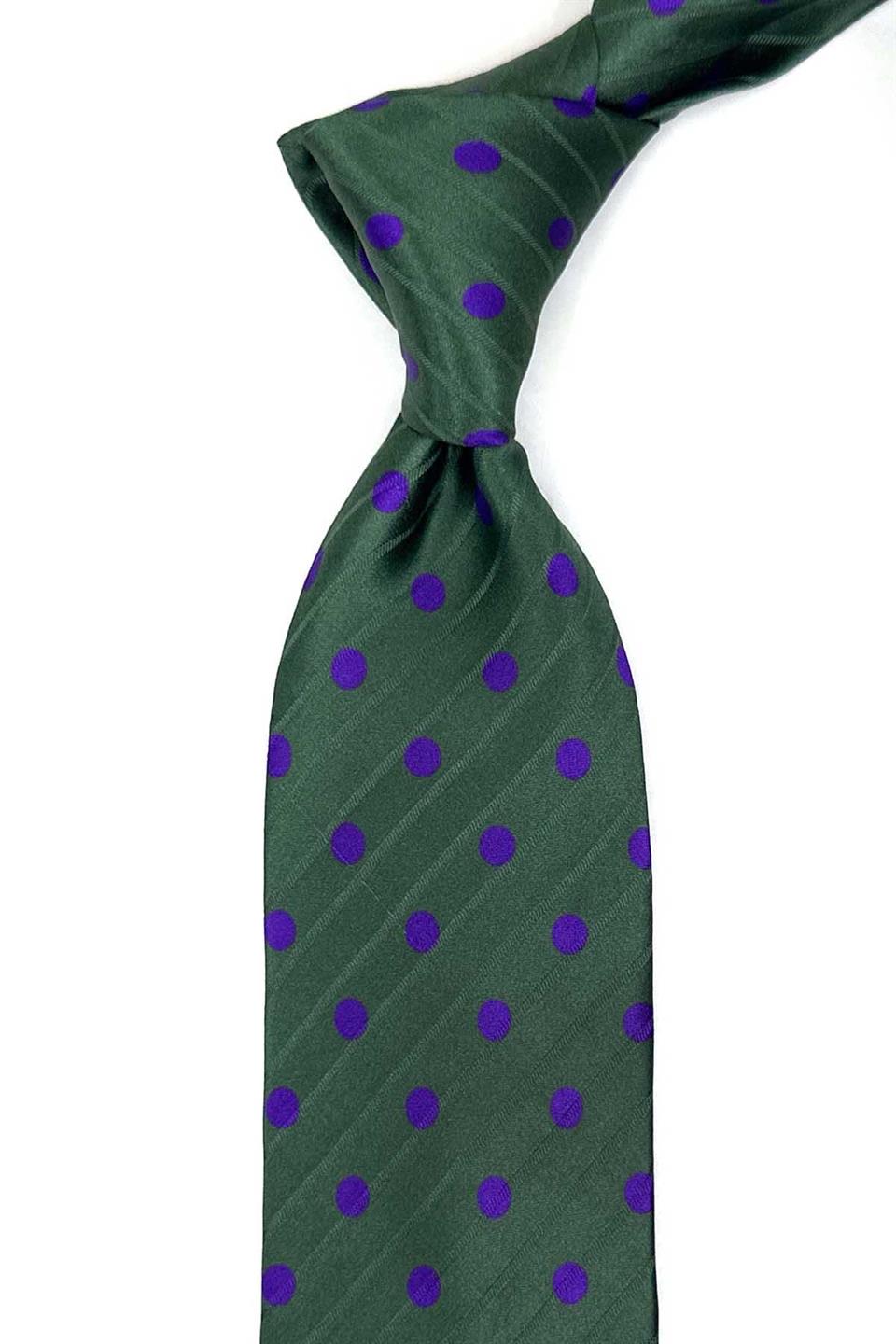 Velone Style Yeşil Puantiye Desen İtalyan İpek Kravat İK1953