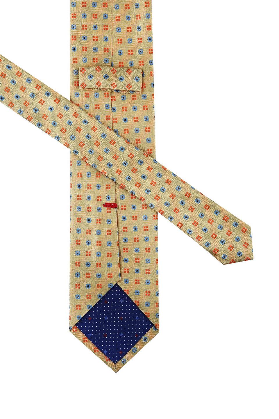 Viali Style Sarı Küçük Desen İtalyan İpek Kravat İK849