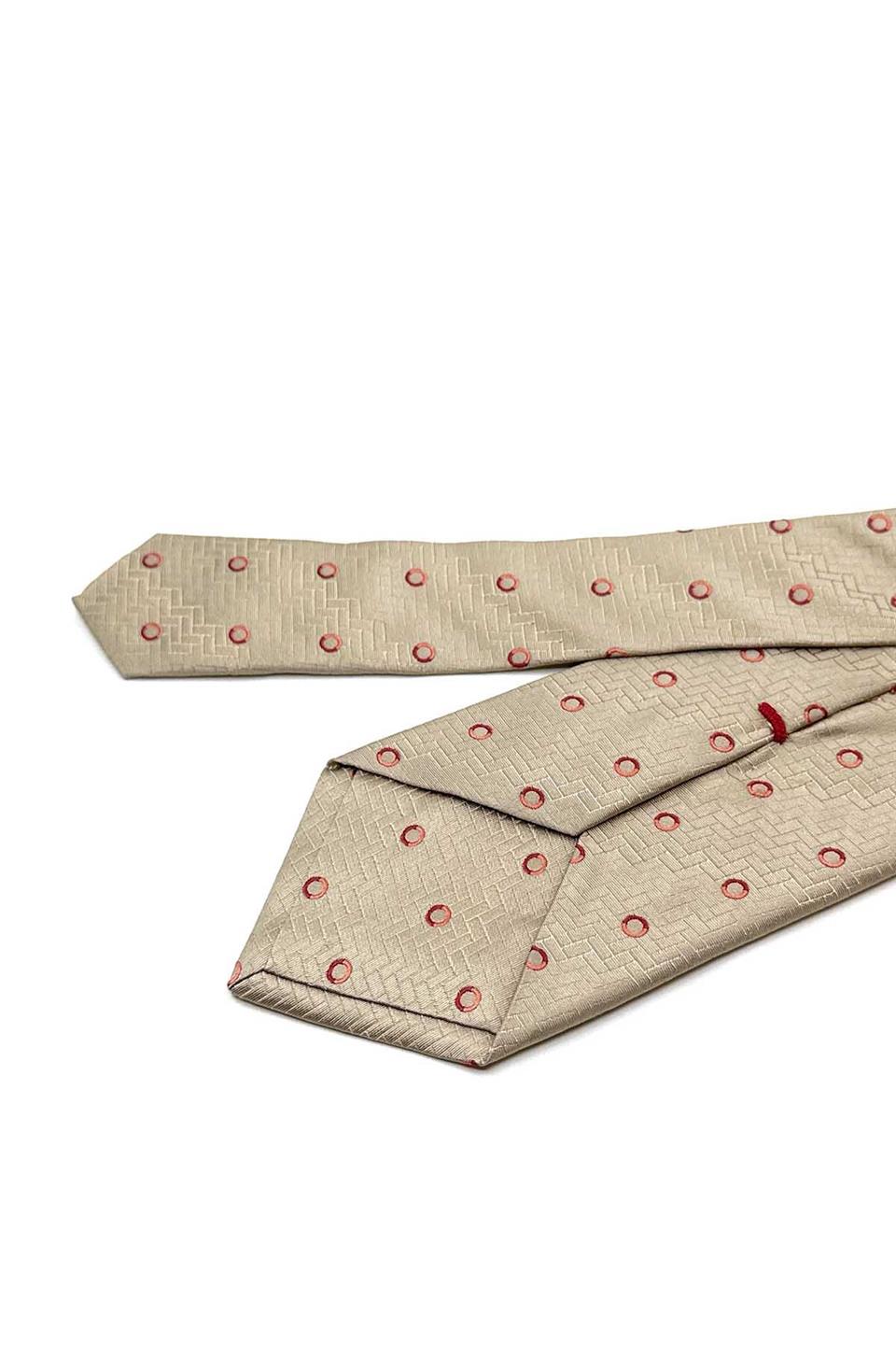 Vigasio Style Bej Puantiye Desen İtalyan İpek Kravat İK1893