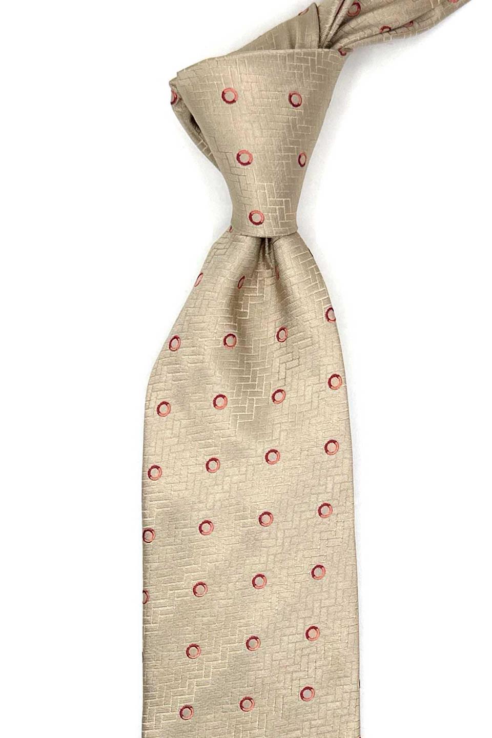 Vigasio Style Bej Puantiye Desen İtalyan İpek Kravat İK1893