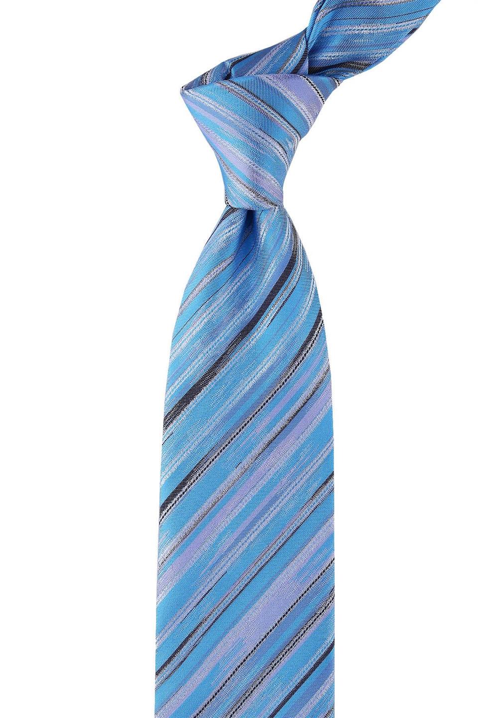 Visconti Style Turkuaz Çizgi Desen İtalyan İpek Kravat İK796
